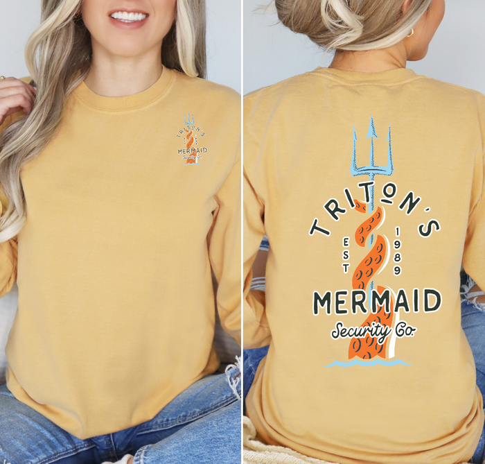 Triton's Mermaid Security Comfort Colors Unisex Garment-dyed Long Sleeve T-Shirt