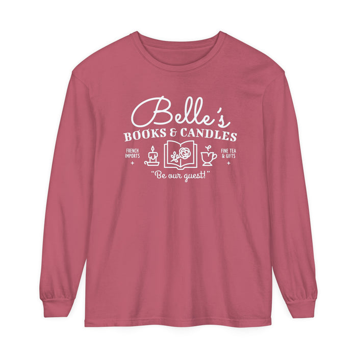 Belle’s Books & Candles Comfort Colors Unisex Garment-dyed Long Sleeve T-Shirt