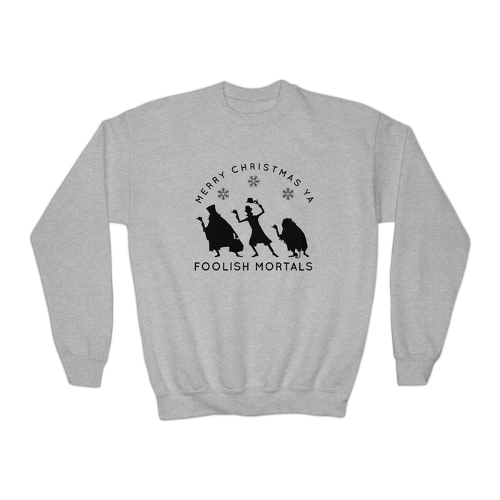 Merry Christmas Ya Foolish Mortals Gildan Youth Crewneck Sweatshirt