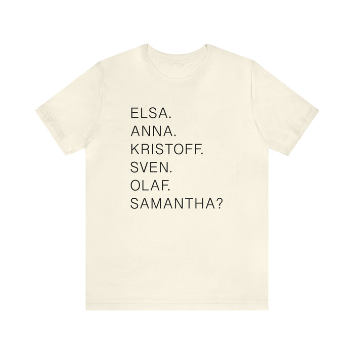 Frozen Character Names Bella Canvas Unisex Jersey Short Sleeve Tee