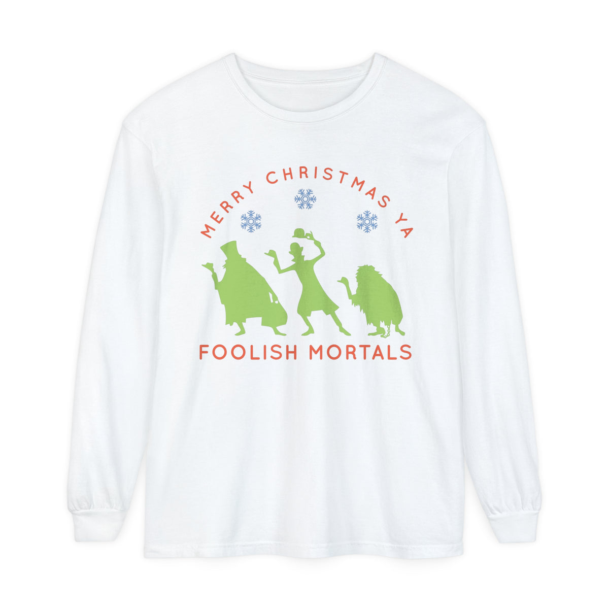 Merry Christmas Ya Foolish Mortals Comfort Colors Unisex Garment-dyed Long Sleeve T-Shirt