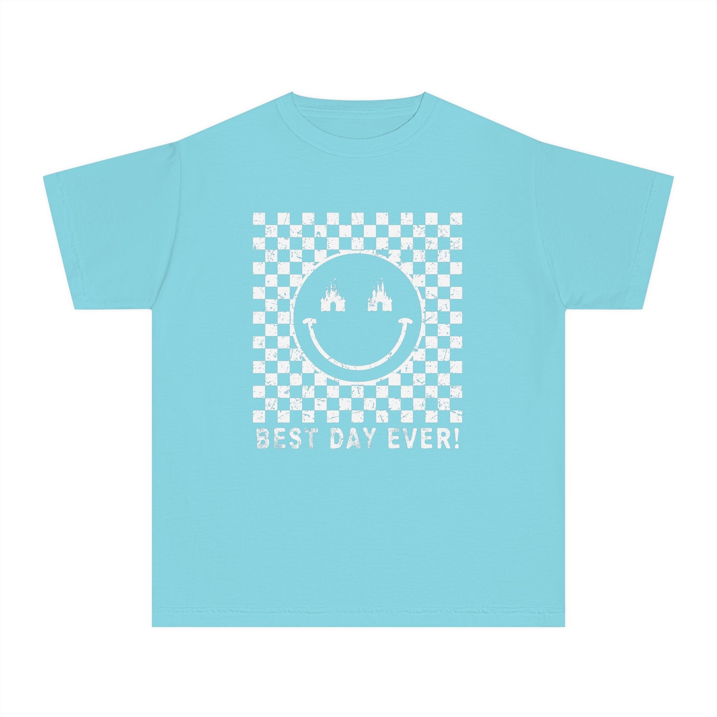 Retro Checkered Best Day Ever Comfort Colors Youth Midweight Tee