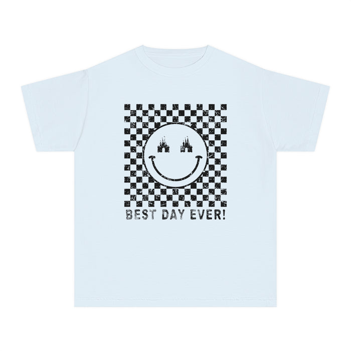 Retro Checkered Best Day Ever Comfort Colors Youth Midweight Tee