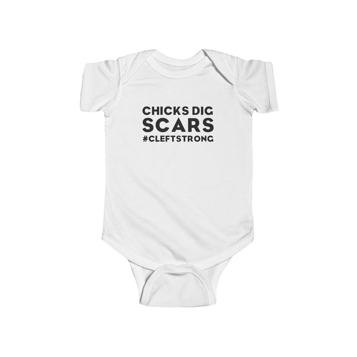 Chicks Dig Scars Cleft Strong Rabbit Skins Infant Fine Jersey Bodysuit