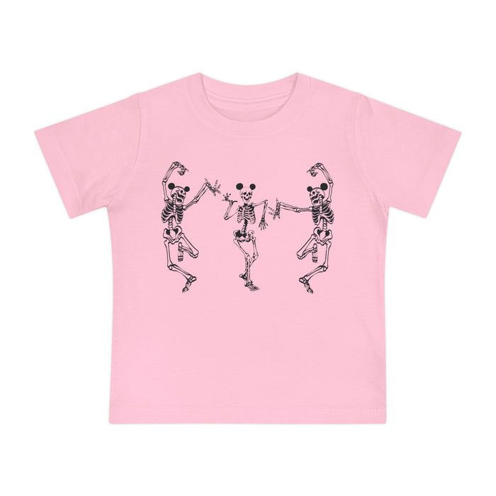 Dancing Skeletons with Ears Bella Canvas Baby Short Sleeve T-Shirt