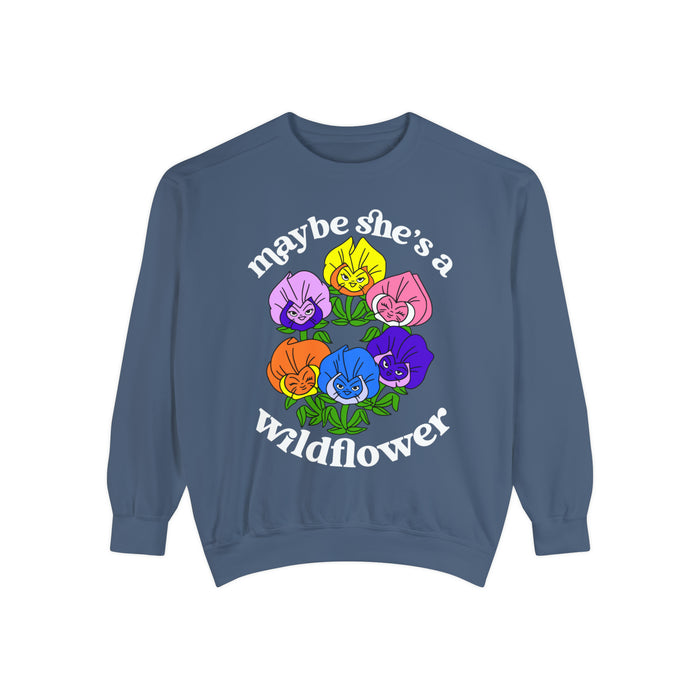 Maybe She’s A Wildflower Comfort Colors Unisex Garment-Dyed Sweatshirt