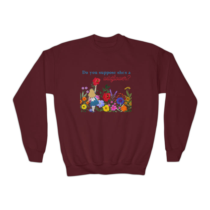 Do You Suppose She’s A Wildflower Gildan Youth Crewneck Sweatshirt