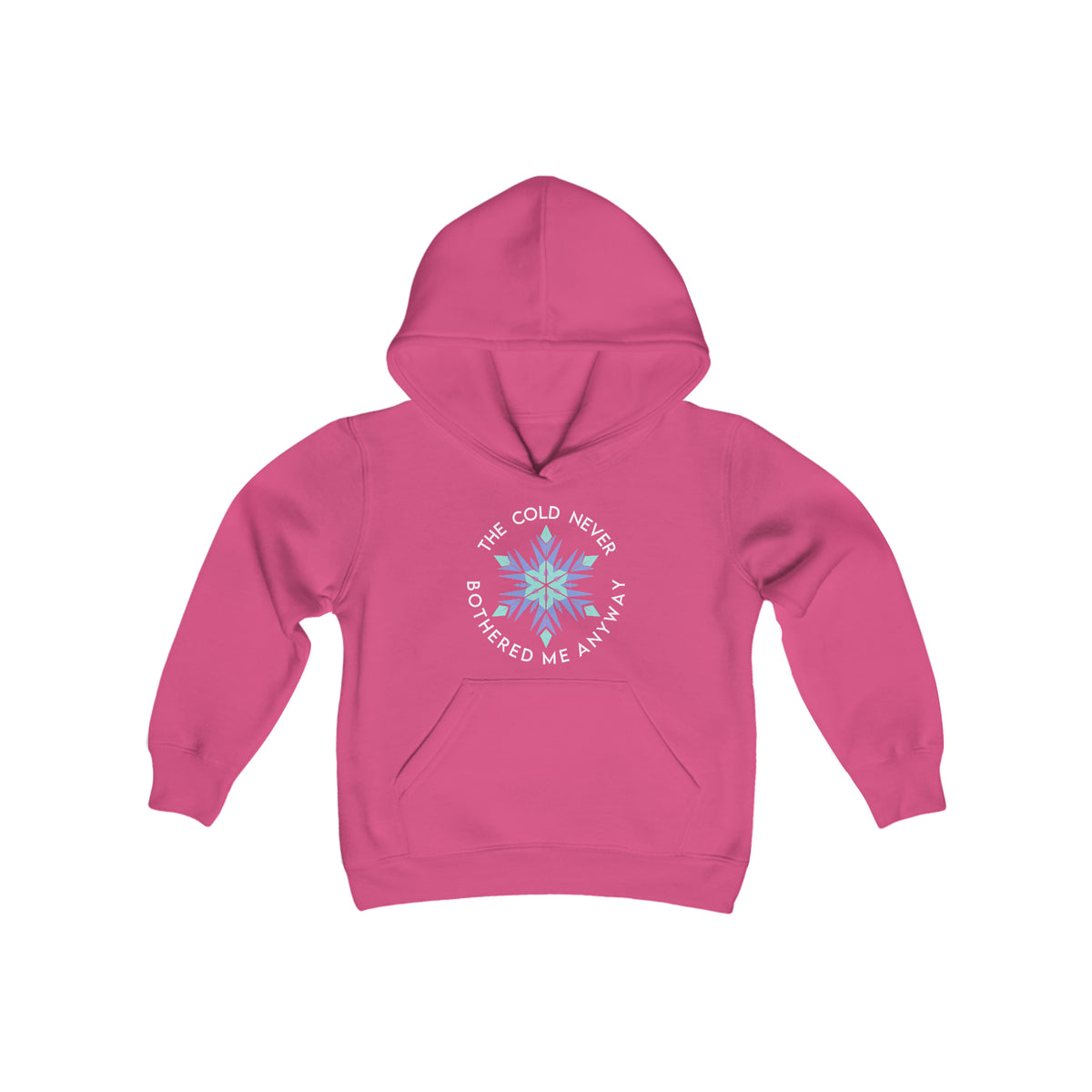 The Cold Never Bothered Me Anyway Gildan Youth Heavy Blend Hooded Sweatshirt