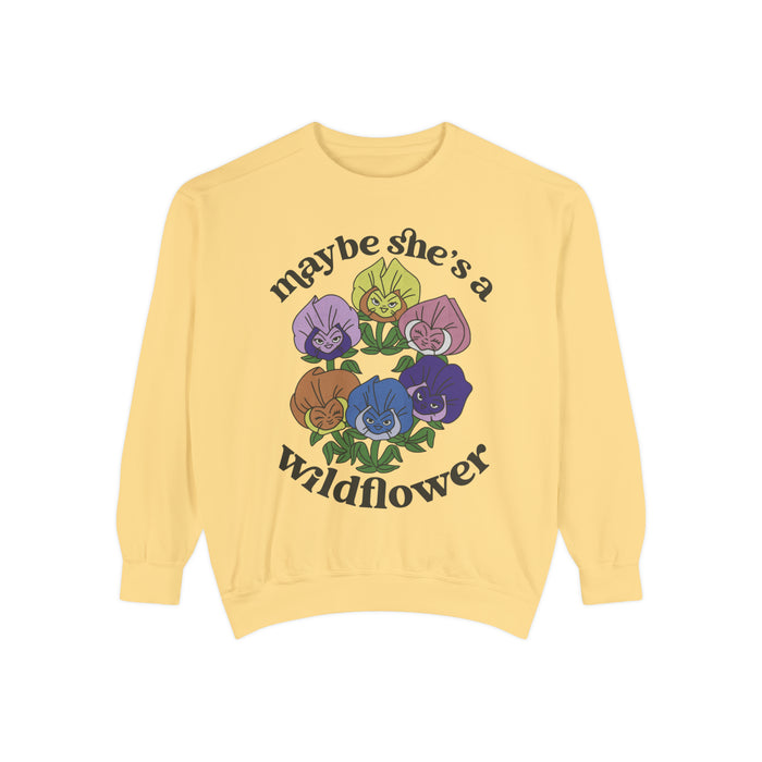 Maybe She’s A Wildflower Comfort Colors Unisex Garment-Dyed Sweatshirt