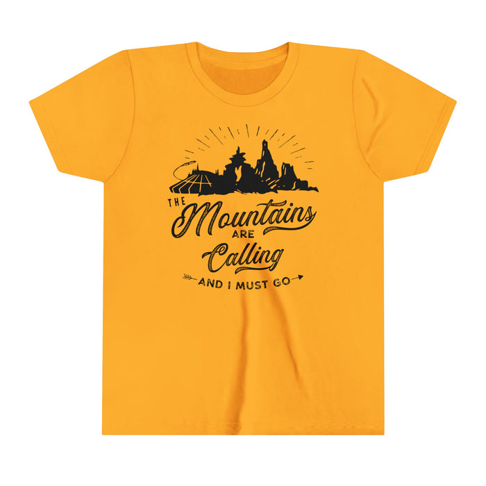 The Mountains Are Calling Bella Canvas Youth Short Sleeve Tee