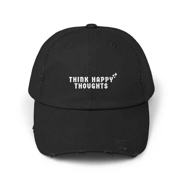 Think Happy Thoughts Unisex Distressed Cap