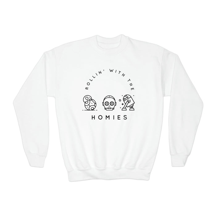 Rollin’ With The Homies Gildan Youth Crewneck Sweatshirt