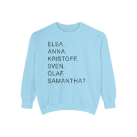 Frozen Character Names Comfort Colors Unisex Garment-Dyed Sweatshirt