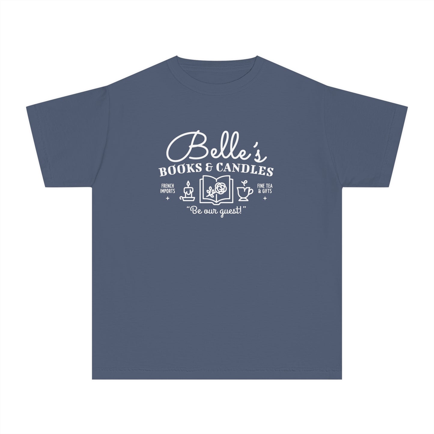 Belle’s Books & Candles Comfort Colors Youth Midweight Tee
