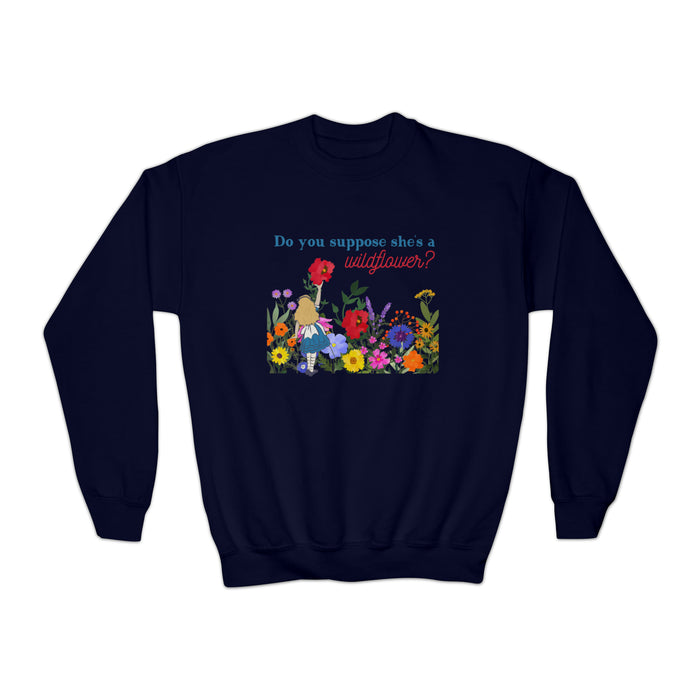 Do You Suppose She’s A Wildflower Gildan Youth Crewneck Sweatshirt