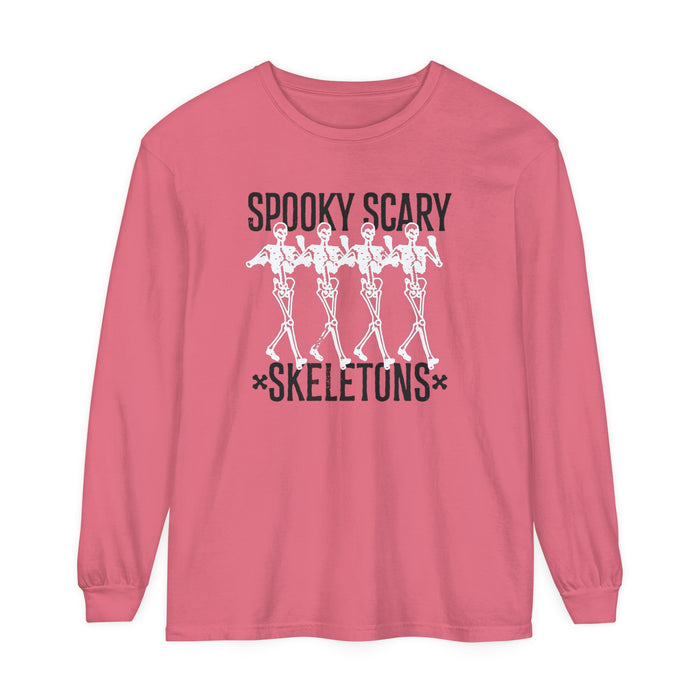 Spooky Scary Skeletons Comfort Colors Unisex Garment-dyed Long Sleeve T-Shirt