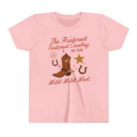 The Rootinest Tootinest Cowboy in the Wild Wild West Bella Canvas Youth Short Sleeve Tee