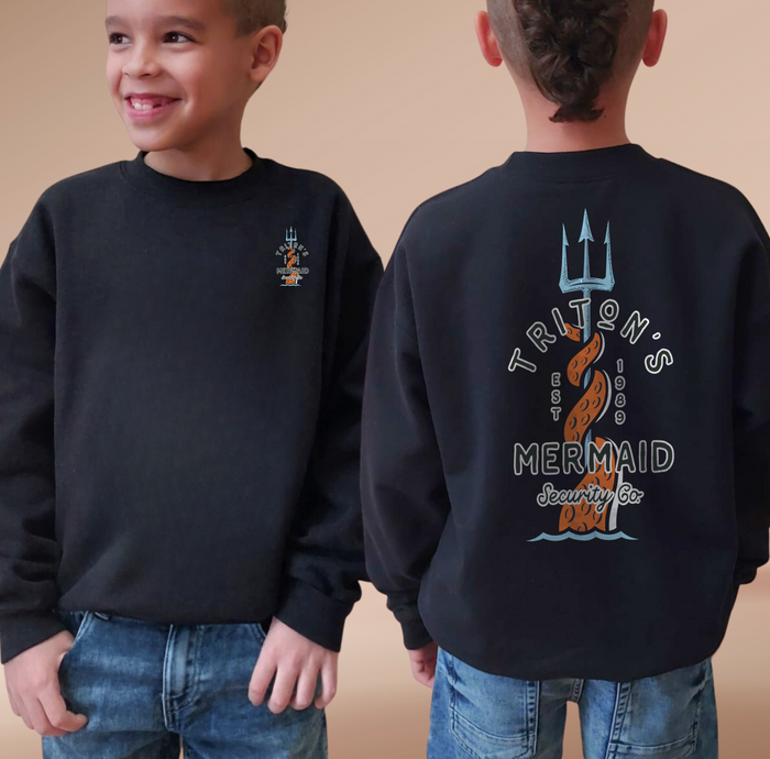 Triton's Mermaid Security Gildan Youth Crewneck Sweatshirt