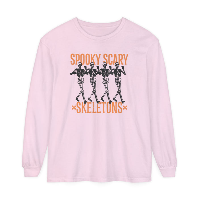 Spooky Scary Skeletons Comfort Colors Unisex Garment-dyed Long Sleeve T-Shirt