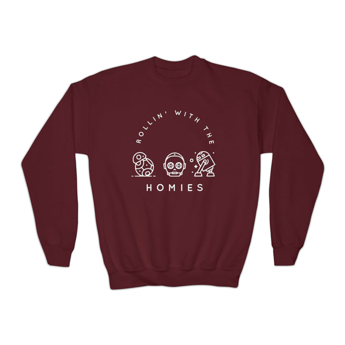 Rollin’ With The Homies Gildan Youth Crewneck Sweatshirt