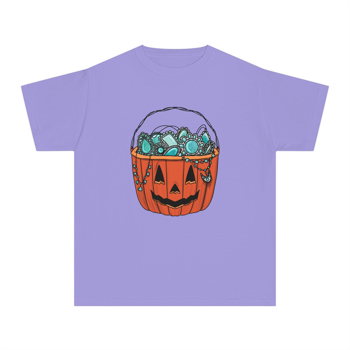 Turquoise Pumpkin Comfort Colors Youth Midweight Tee