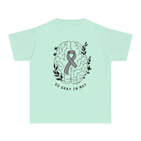 Go Gray In May Comfort Colors Youth Midweight Tee