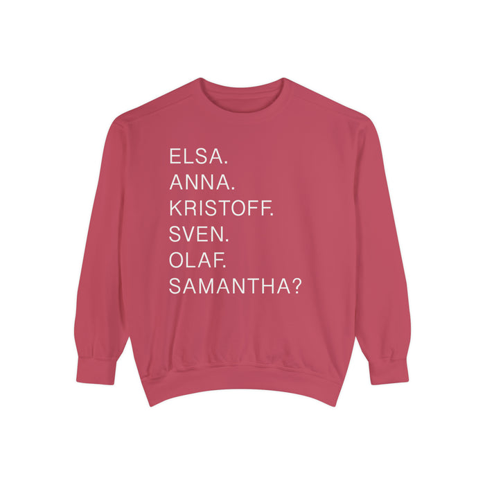 Frozen Character Names Comfort Colors Unisex Garment-Dyed Sweatshirt