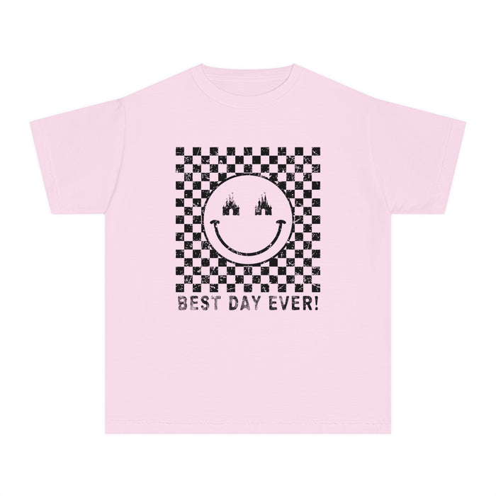 Retro Checkered Best Day Ever Comfort Colors Youth Midweight Tee