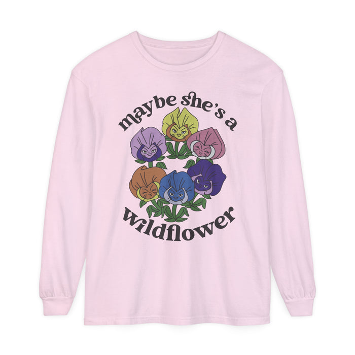 Maybe She’s A Wildflower Comfort Colors Unisex Garment-dyed Long Sleeve T-Shirt