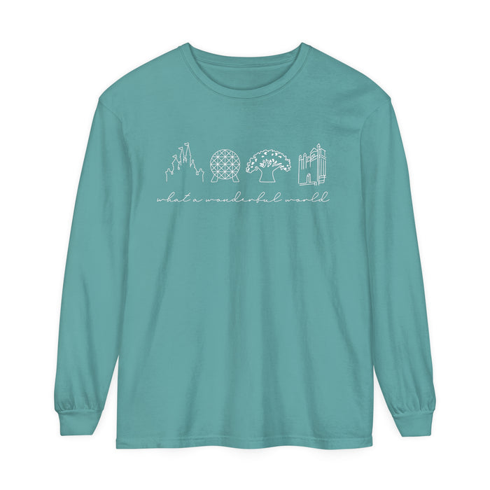 What A Wonderful World Comfort Colors Unisex Garment-dyed Long Sleeve T-Shirt