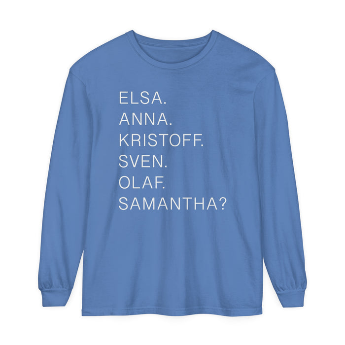 Frozen Character Names Comfort Colors Unisex Garment-dyed Long Sleeve T-Shirt