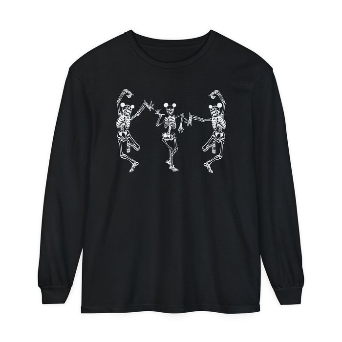 Dancing Skeletons with Ears Comfort Colors Unisex Garment-dyed Long Sleeve T-Shirt