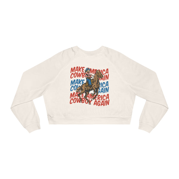 Make America Cowboy Again Bella Canvas Women's Cropped Fleece Pullover