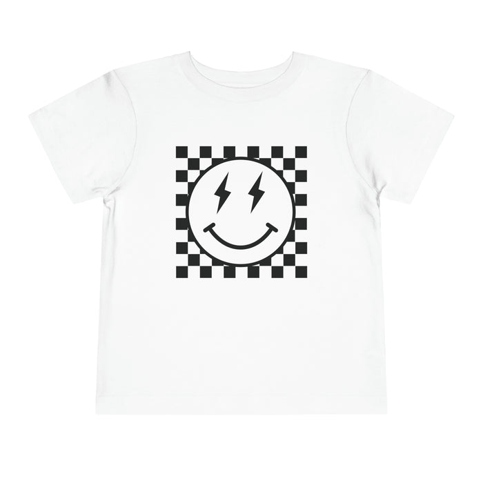 Retro Checkered Smile Bella Canvas Toddler Short Sleeve Tee