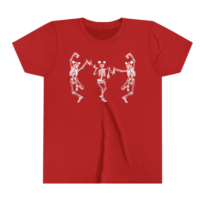 Dancing Skeletons with Ears Bella Canvas Youth Short Sleeve Tee