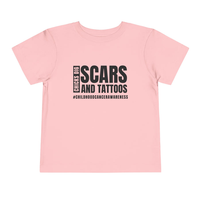 Chicks Dig Scars and Tattoos Bella Canvas Toddler Short Sleeve Tee