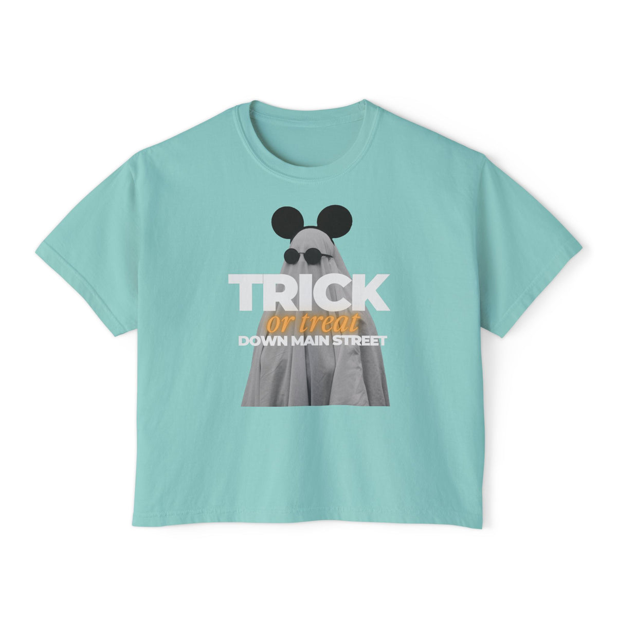 Trick or Treat Down Main Street Comfort Colors Women's Boxy Tee