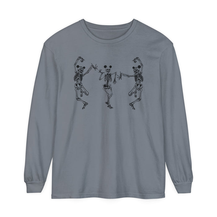 Dancing Skeletons with Ears Comfort Colors Unisex Garment-dyed Long Sleeve T-Shirt