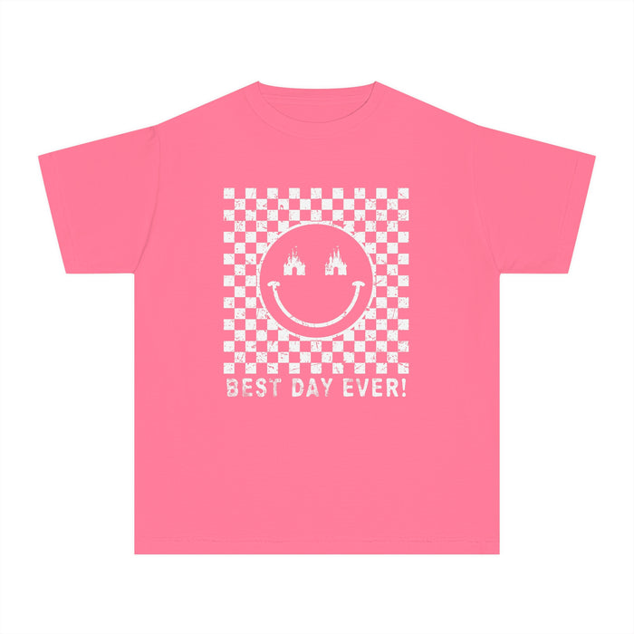 Retro Checkered Best Day Ever Comfort Colors Youth Midweight Tee