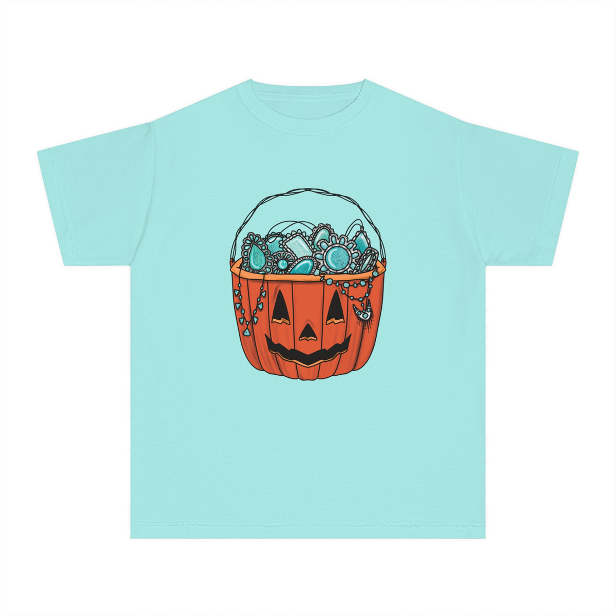 Turquoise Pumpkin Comfort Colors Youth Midweight Tee