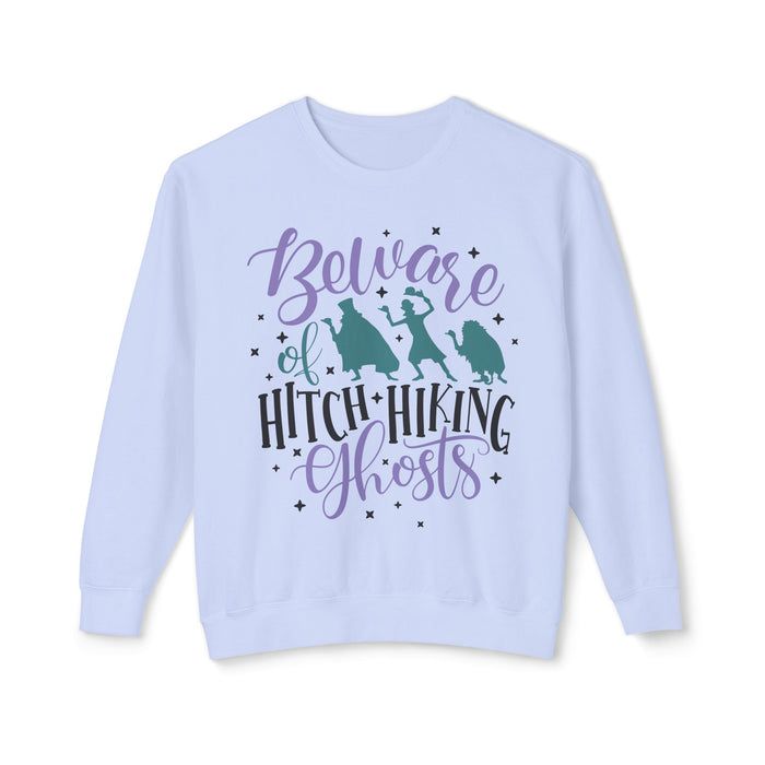 Beware of Hitchhiking Ghosts Unisex Lightweight Comfort Colors Crewneck Sweatshirt