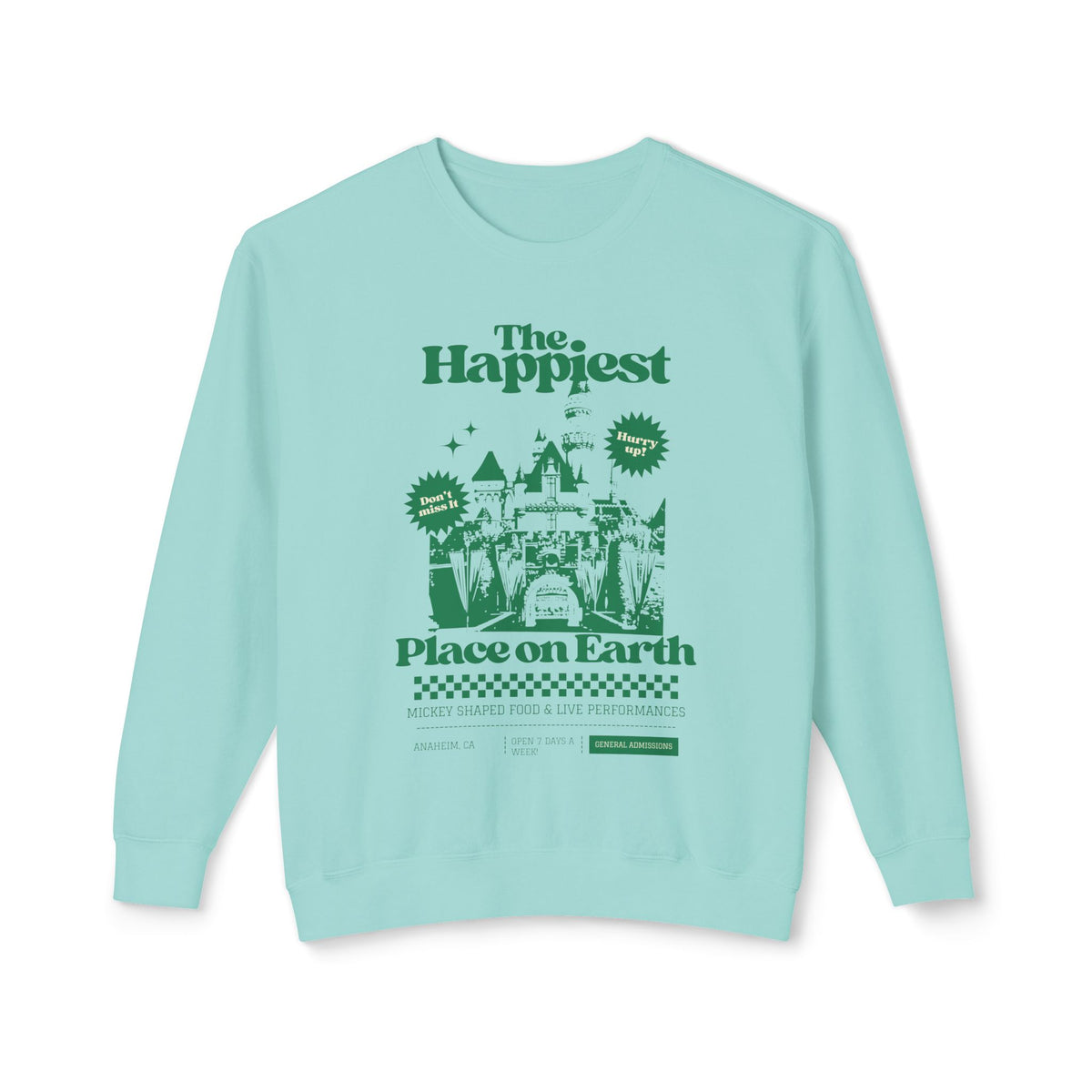 The Happiest Place on Earth Unisex Lightweight Comfort Colors Crewneck Sweatshirt