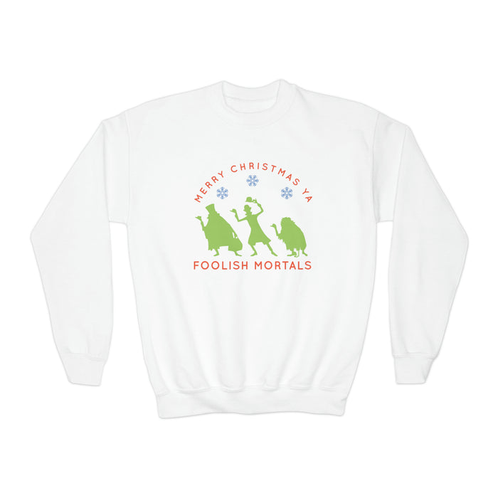 Merry Christmas Ya Foolish Mortals Gildan Youth Crewneck Sweatshirt