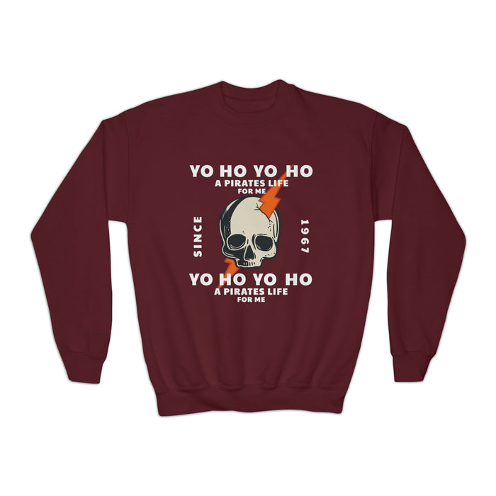 Yo Ho Pirate Life For Me Gildan Youth Crewneck Sweatshirt