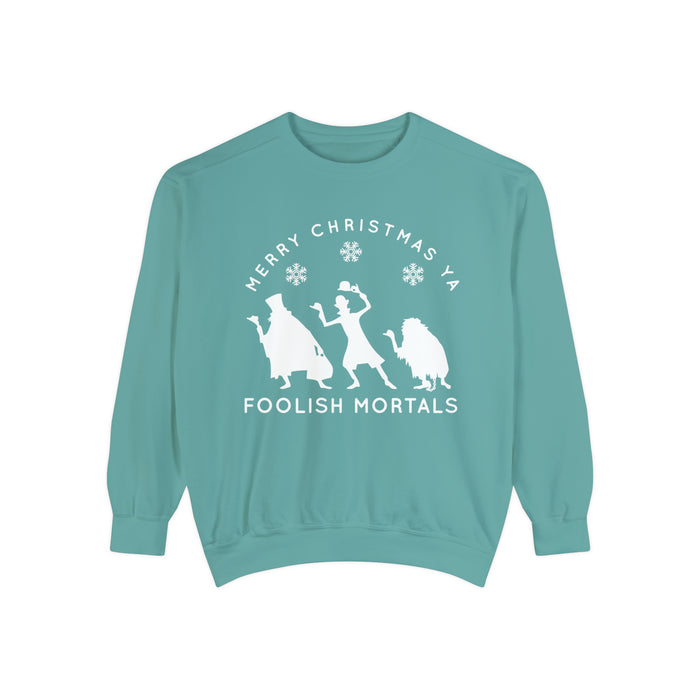 Merry Christmas Ya Foolish Mortals Comfort Colors Unisex Garment-Dyed Sweatshirt