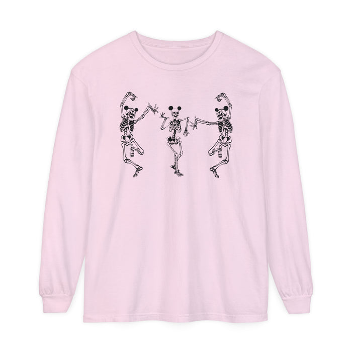 Dancing Skeletons with Ears Comfort Colors Unisex Garment-dyed Long Sleeve T-Shirt