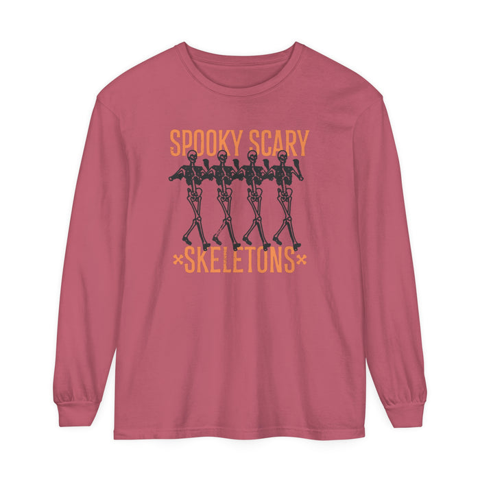 Spooky Scary Skeletons Comfort Colors Unisex Garment-dyed Long Sleeve T-Shirt