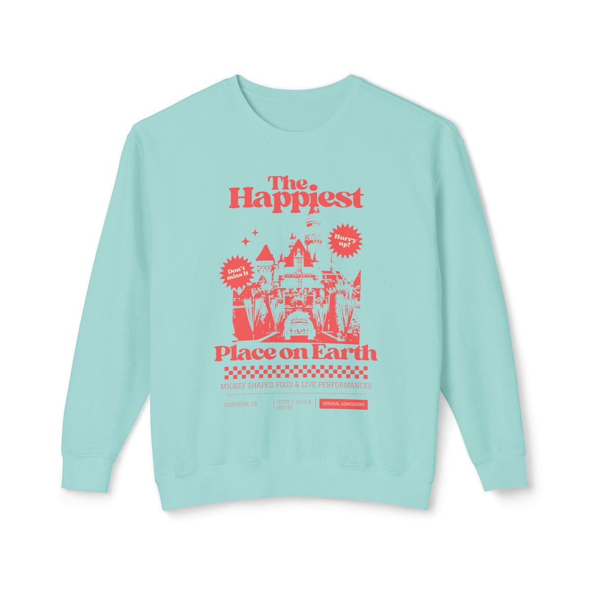 The Happiest Place on Earth Unisex Lightweight Comfort Colors Crewneck Sweatshirt