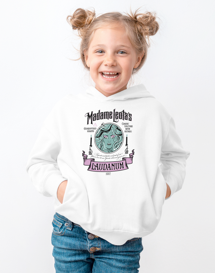 Madame Leota’s Laudanum Teal Gildan Youth Heavy Blend Hooded Sweatshirt