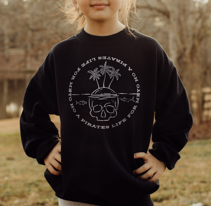 Yo Ho Yo Ho A Pirates Life For Me Gildan Youth Crewneck Sweatshirt